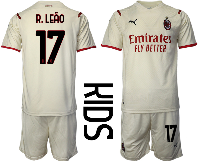 Youth 2021-2022 Club AC Milan away cream #17 Soccer Jersey